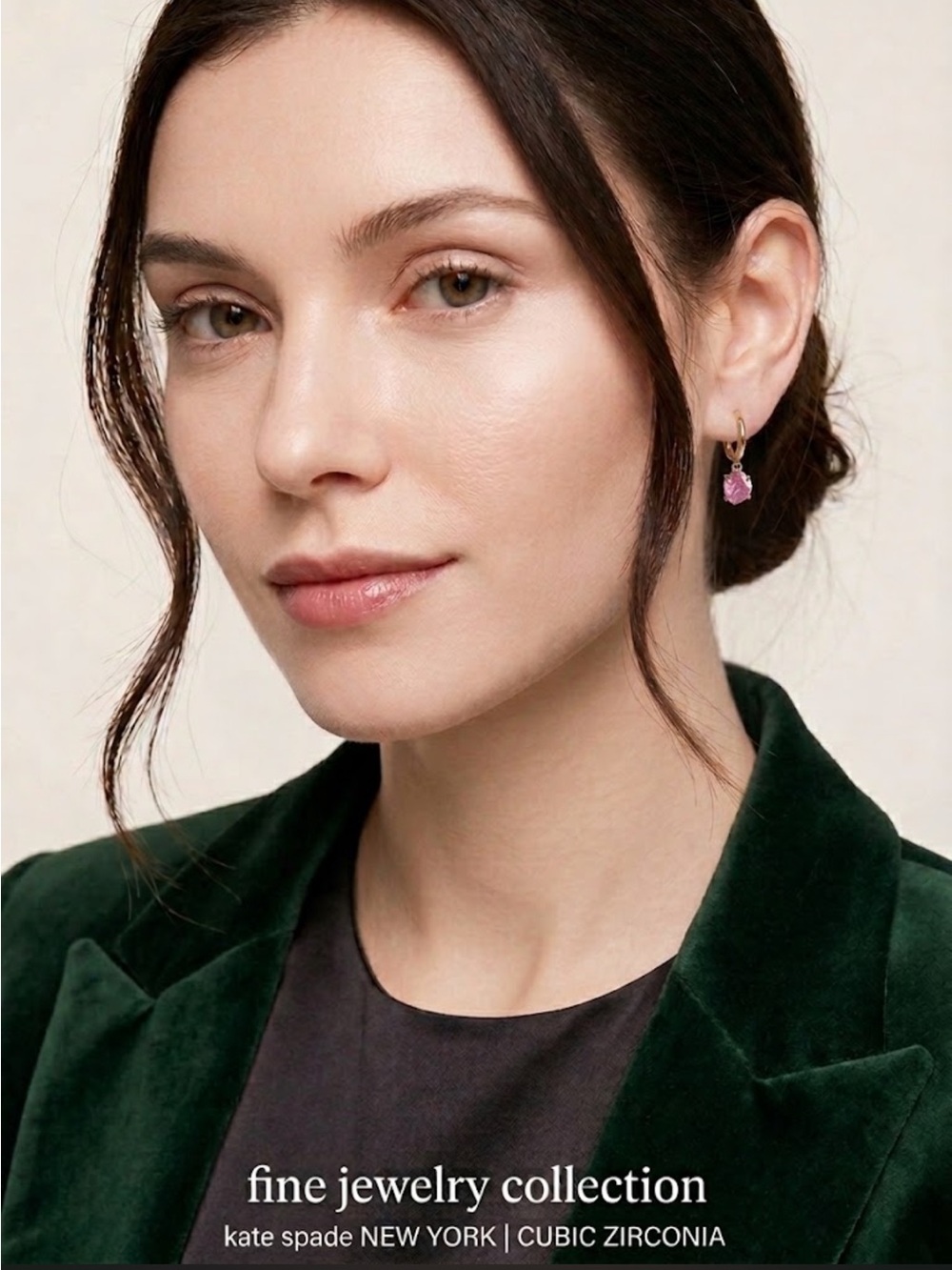 kate spade Pink Cubic Zirconia Drop Hoop Earrings
